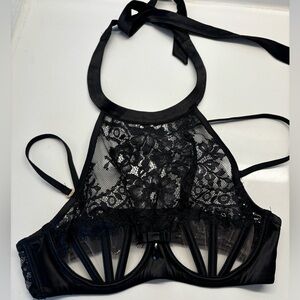Honey Birdette 30b Black Lace Halter Bralette